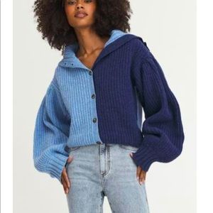 Something Navy Daisy Asymmetrical Sweater